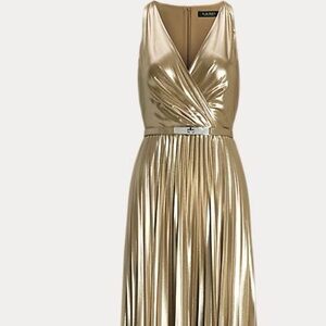 Belted Metallic Chiffon Surplice Gown
Lauren Size 6